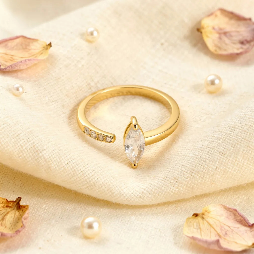 Sculpted Marquise Adjustable Ring