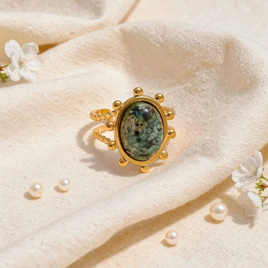 Orb Accented Stone  Adjustable Ring