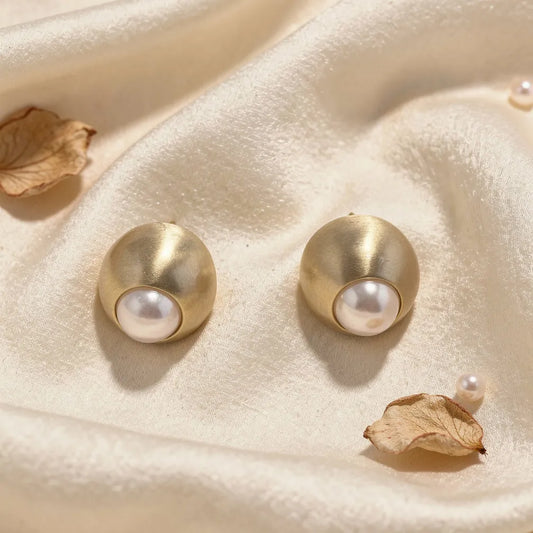 Brushed Pearl Studs