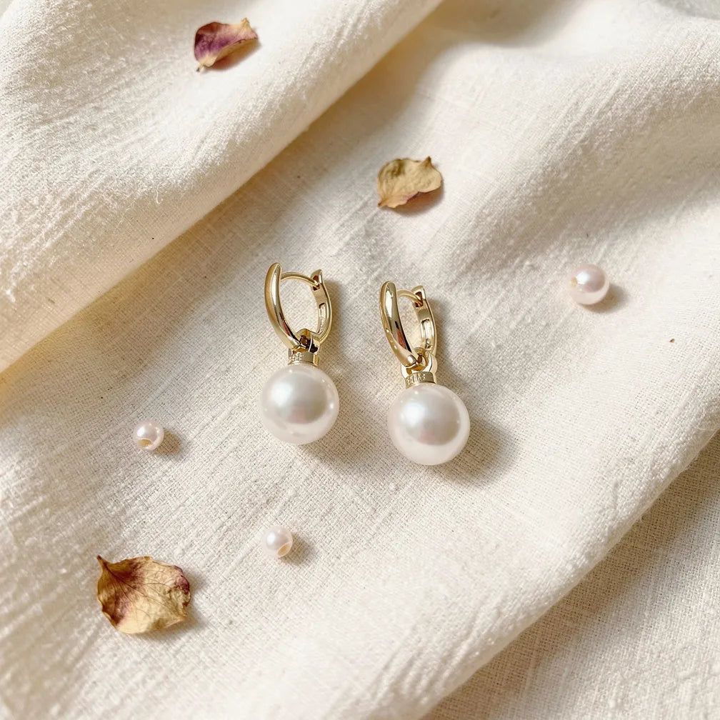 Gold Pearl Accent Hoops