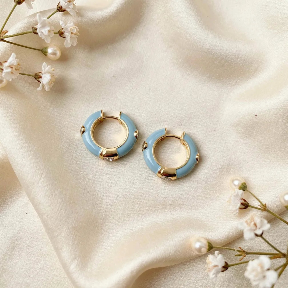 Enamel Gold Hoops