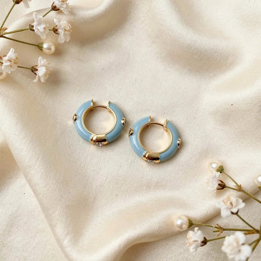 Enamel Gold Hoops