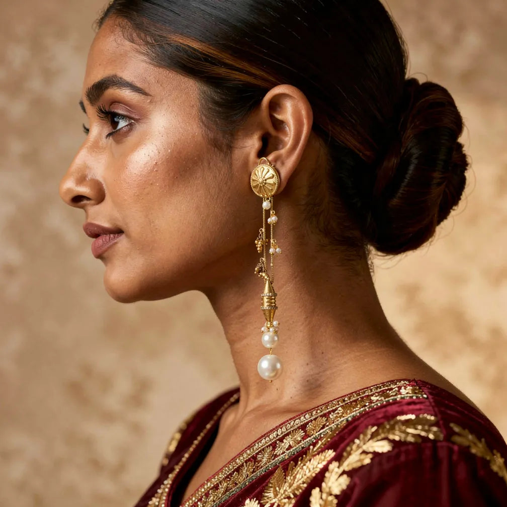 Ornate Pearl Chandbalis