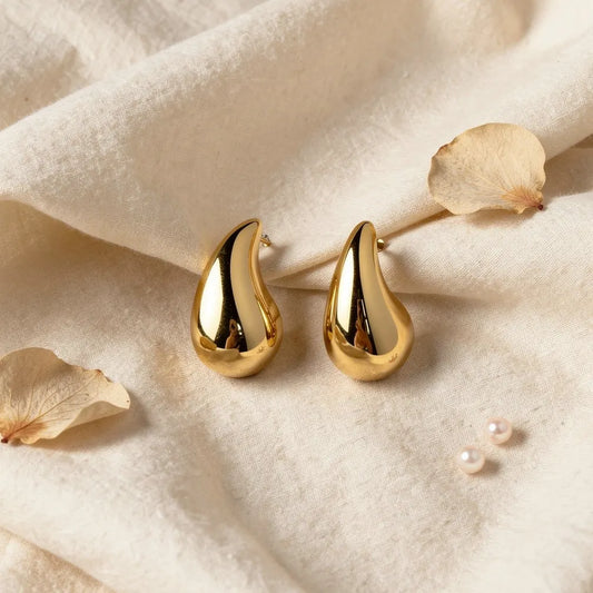 Sculpted Gold Teardrop Studs