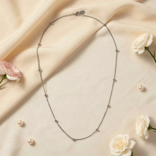 Beaded Silver Chain Necklace
