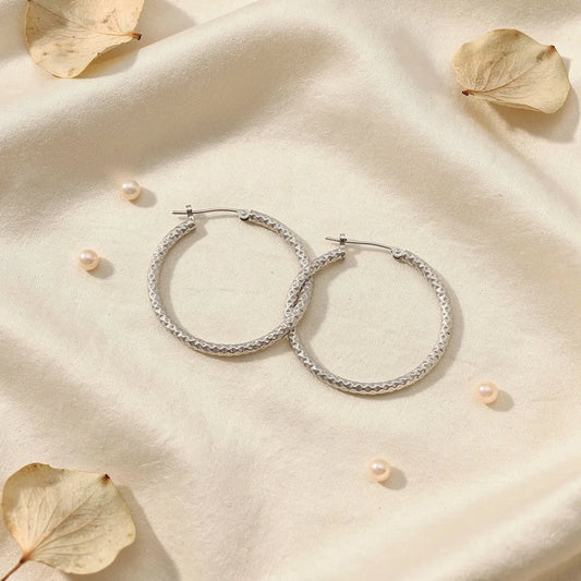 Textured Silver Hoops
