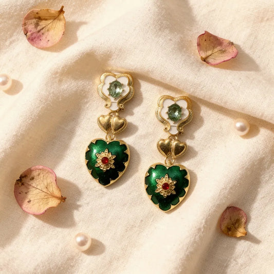 Enamel Heart Drop Studs