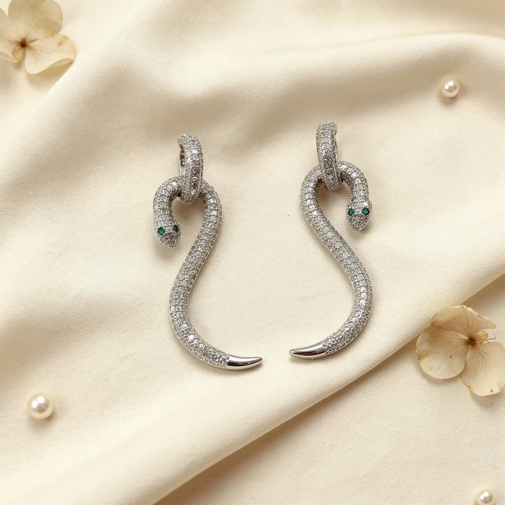 Pavé Serpent Drop Earrings